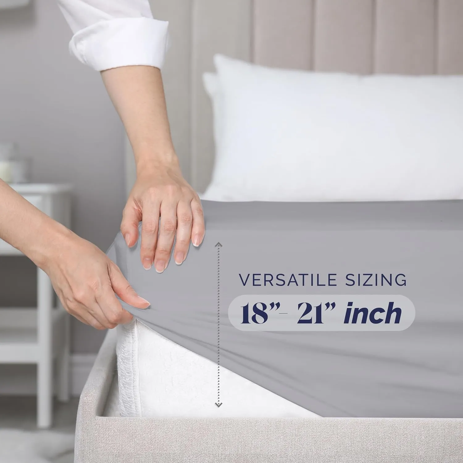 Elegant Comfort Super Soft 1-Piece Single Extra Deep Pocket 1500 Premium Hotel Quality Microfiber Fitted Sheet for High Mattress up to 21" inch with Double Sided Smart Pockets, King, Silver