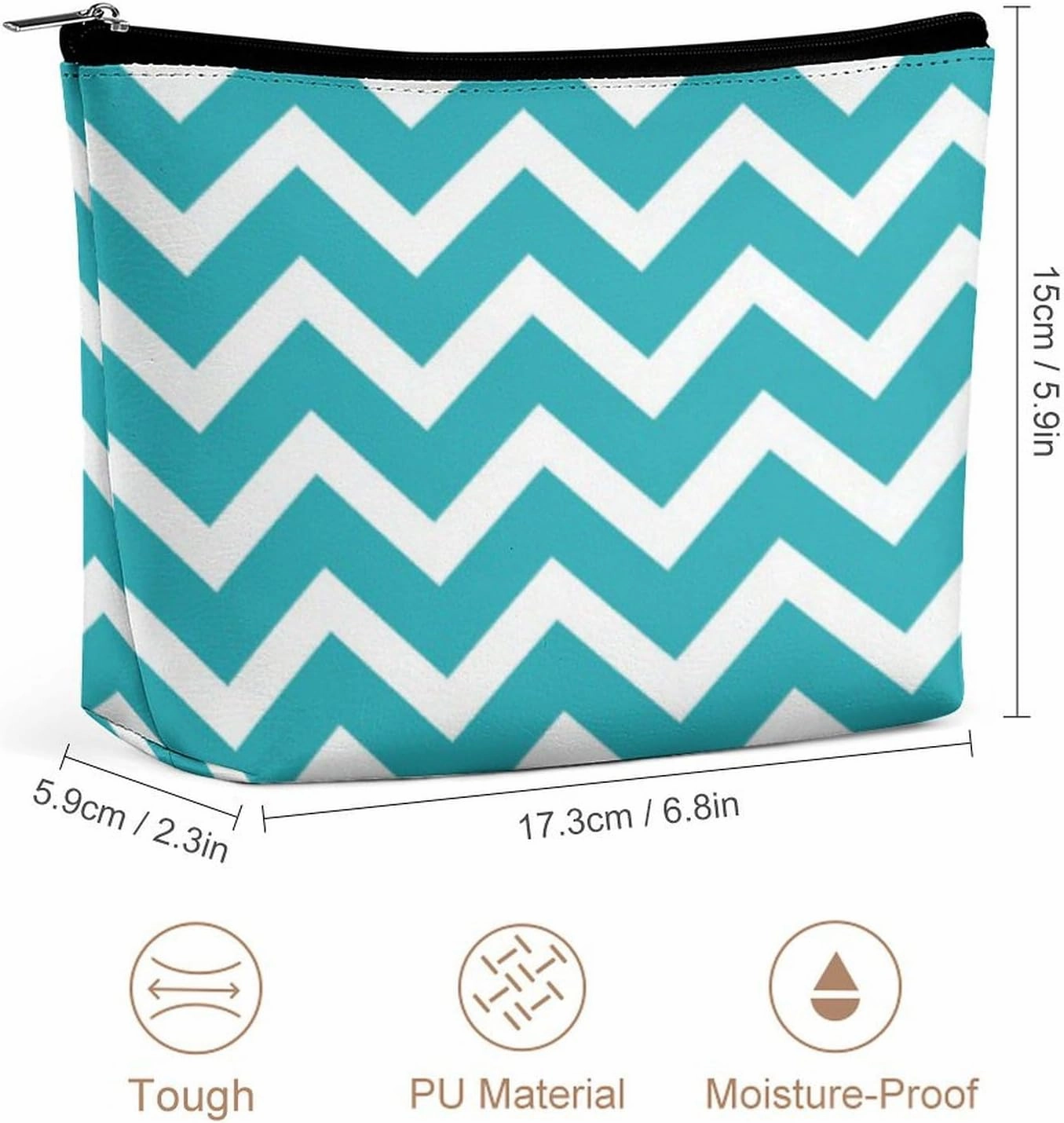 Elegant Makeup Bag, Chevron Stripes Pattern Cosmetic Bag Large Capacity Pouch Portable Organizer for Men & Women