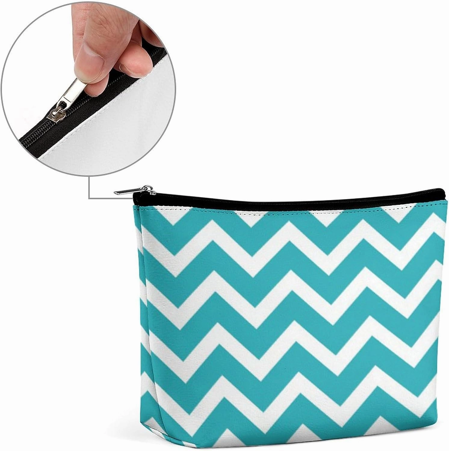 Elegant Makeup Bag, Chevron Stripes Pattern Cosmetic Bag Large Capacity Pouch Portable Organizer for Men & Women