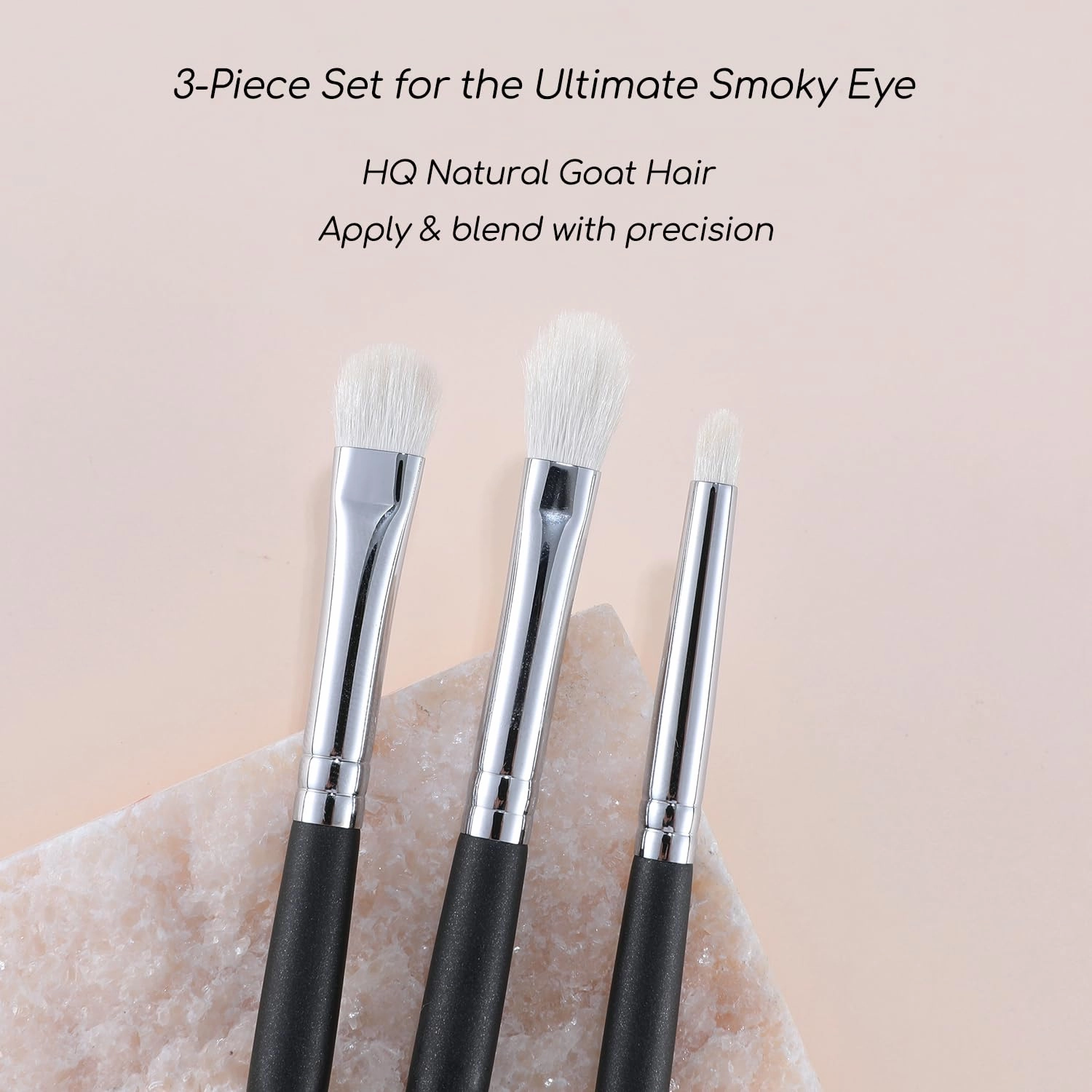 ENERGY Eyeshadow Brush Set 3PCS – Soft Natural Goat Hair for Smooth Blending,Eye Blending and Pencil Brushes for Flawless Makeup Application Black