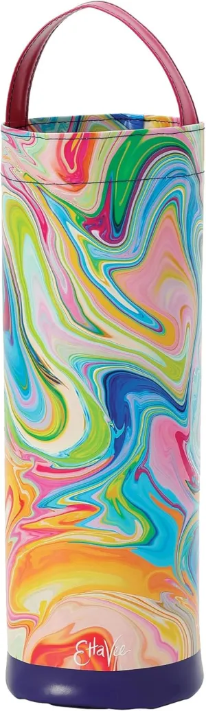 Enesco Izzy and Oliver EttaVee In the Groove Marbled Insulated Wine Carrier Bag, 14 Inch, Multicolor