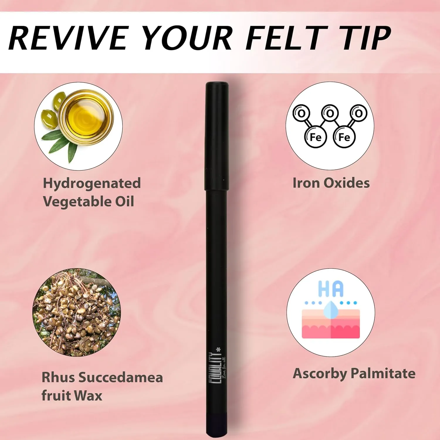 EQUALITY Color Eye Pencil - Eyeliner Pencil, Rich Hyper-Pigmented Color, 12 hour wear, Water resistant, Shine control, Cruelty-free - Pure Black