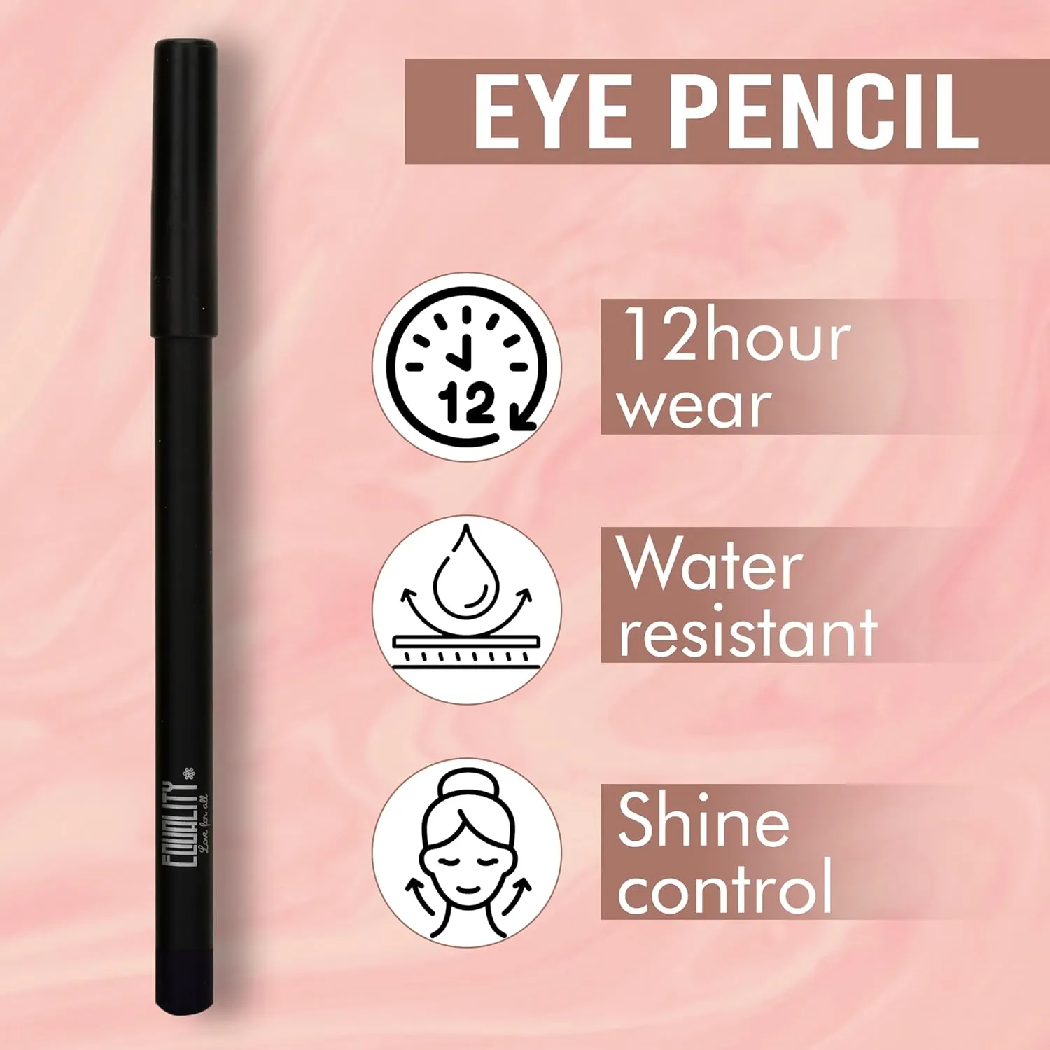 EQUALITY Color Eye Pencil - Eyeliner Pencil, Rich Hyper-Pigmented Color, 12 hour wear, Water resistant, Shine control, Cruelty-free - Pure Black