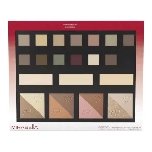 Essential Artist Makeup Palette Kit by Mirabella Beauty - Includes 14 Eyeshadow Shades in Matte & Shimmer, 3 Pure Press Powder Foundation and Sculpt & Blush Duos - Talc-Free, Paraben & Gluten-Free