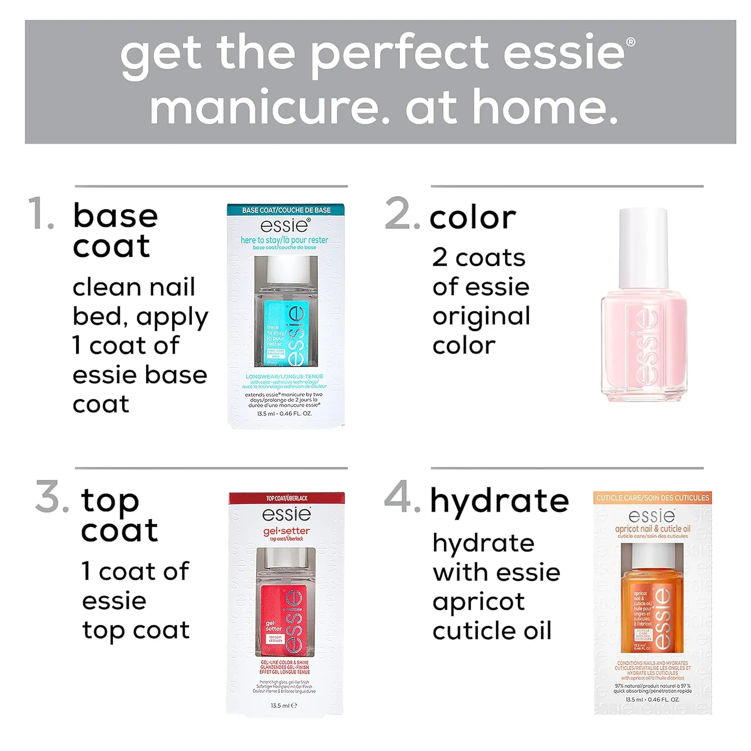 essie Gel Couture Nail Polish Kit, Hot Pink Nail Polish   Top Coat, Mod Squad, 0.46 oz each