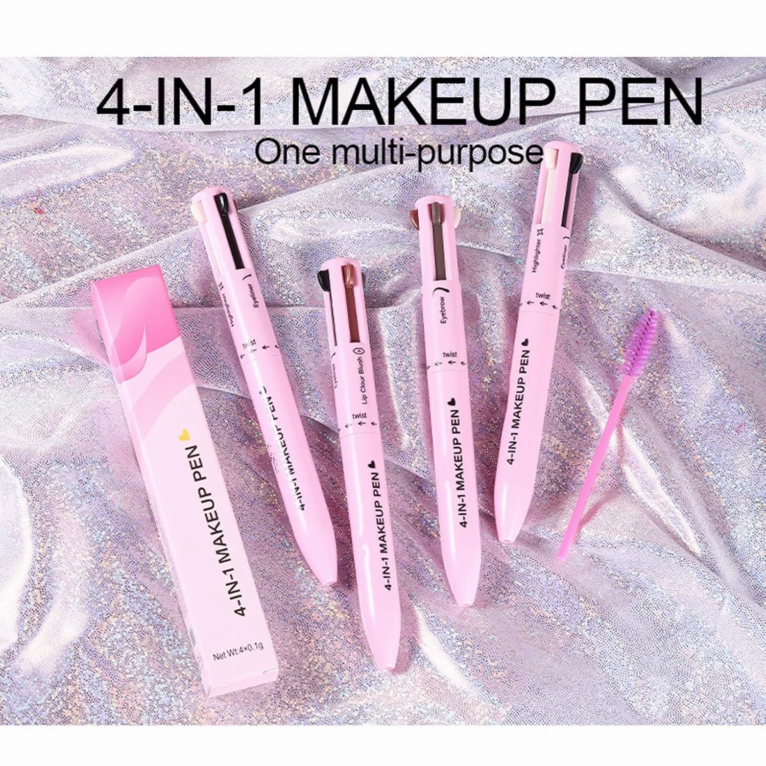 Eternaljoymart Eyebrow Pen, 4 in 1 Makeup Pen, Eyeliner, Brow Liner, Lip Liner & Eyebrow Pencil, Waterproof Highlighter Long-Lasting, Multifunction Face Beauty Pencil for Woman (01#)