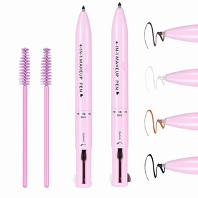 Eternaljoymart Eyebrow Pen,4 in 1 Makeup Waterproof Natural Beauty Pencil,Multifunction Face Beauty Pencil Comes with Eyeliner, Lip Liner, Highlighter Makeup & Eyebrow Pencils (#01 #02)