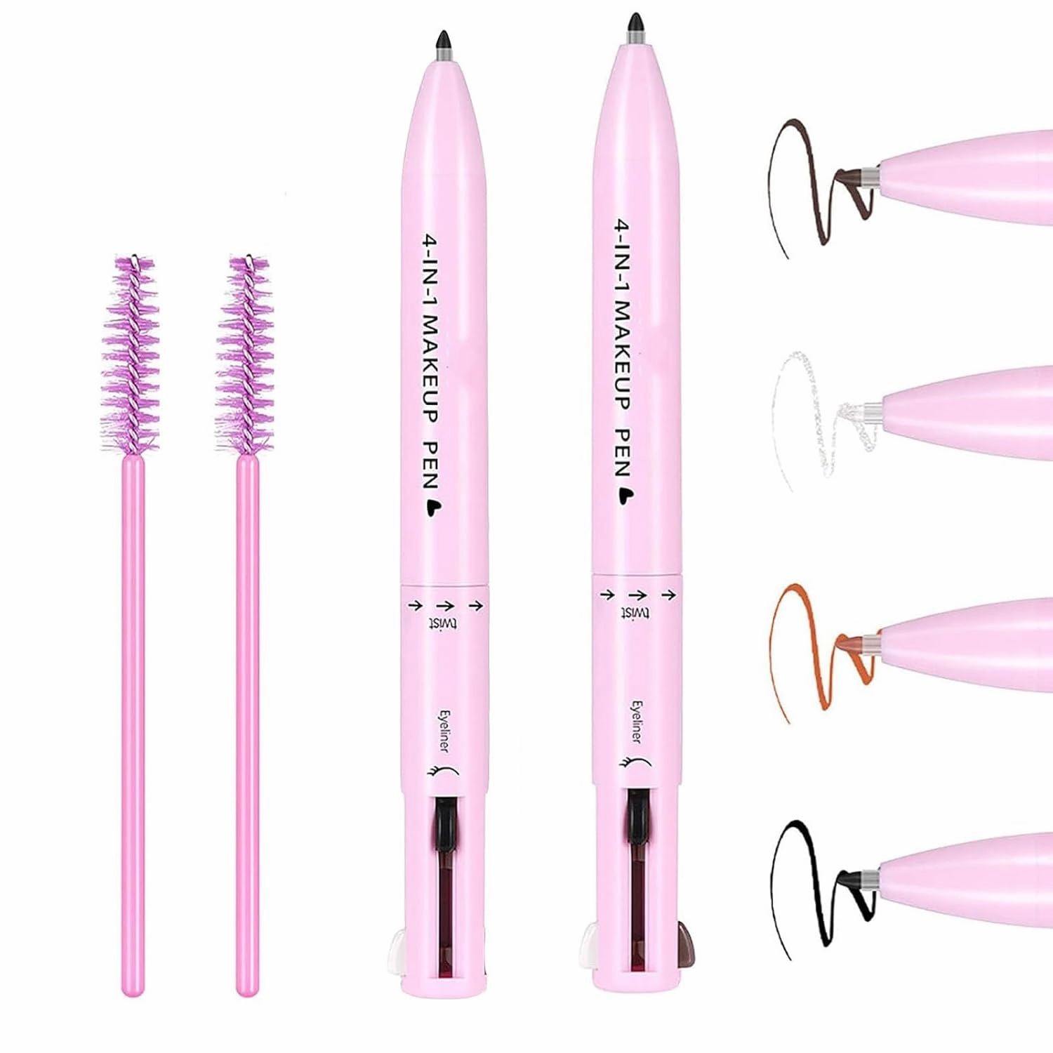 Eternaljoymart Eyebrow Pen,4 in 1 Makeup Waterproof Natural Beauty Pencil,Multifunction Face Beauty Pencil Comes with Eyeliner, Lip Liner, Highlighter Makeup & Eyebrow Pencils (#01 #02)