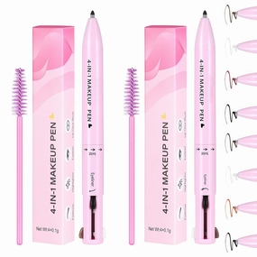 Eternaljoymart Eyebrow Pen, Eternaljoymart 4 in 1 Makeup Pen, 4 Color Multi Use Makeup Beauty Pens - Eyeliner, Lip Liner, Brow Pencil and Highlighter, Waterproof, Long Lasting (#1 #3)