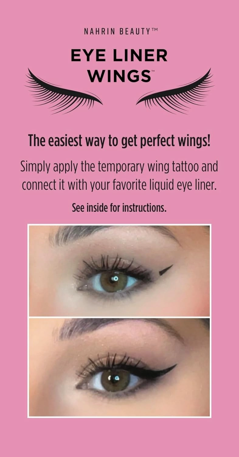 Eye Liner Wings, Long Lasting Eye Liner Wings, Black Color, Semi-Matte Finish, 24 pairs (Black, Slim)