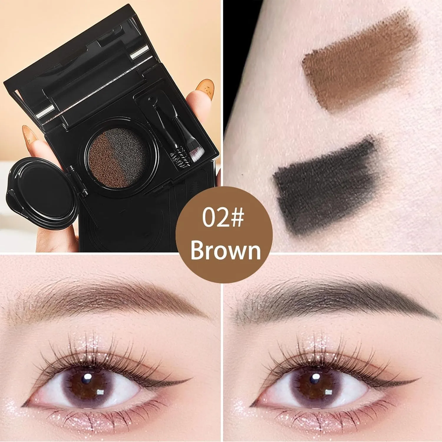Eyebrow and eyeliner gel with stamp,with double-ended brush,Multi-functional Double-Headed Eyeliner Stamp,Double Color Eyebrow Cream Waterproof,waterproof and anti-smudge