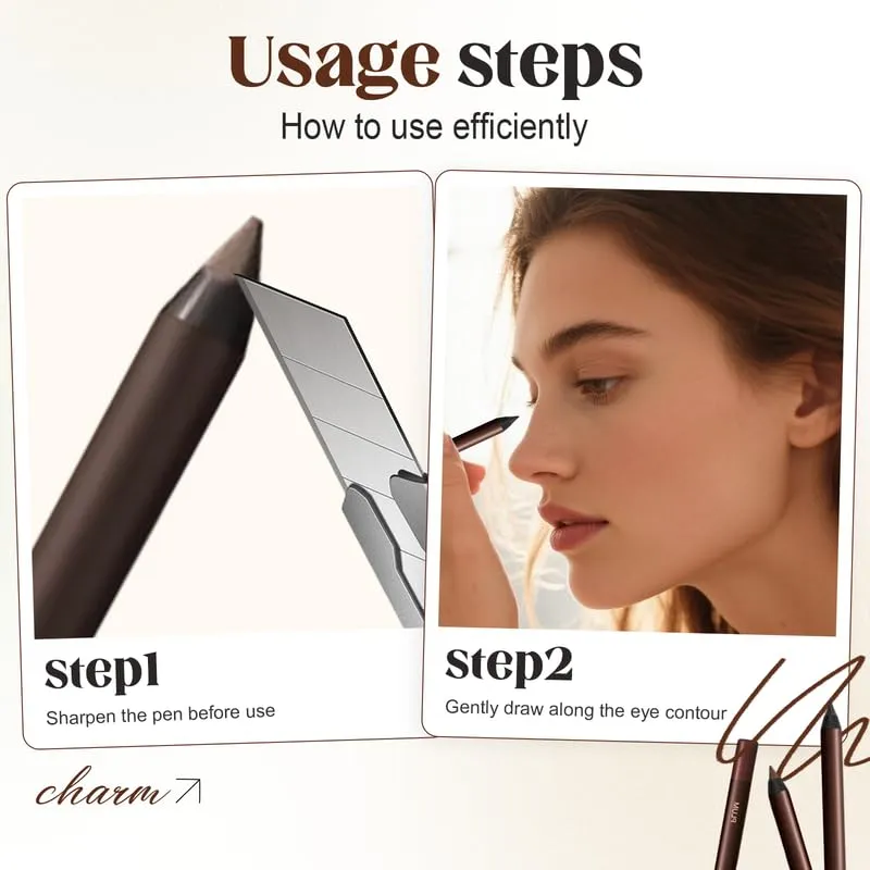 Eyeliner Pencil Waterproof, 24 Hr Waterproof Eyeliner Duo Sharpenable Eye Pencil, No Smudging, Fading, 2 in 1 Eye Liner and Eyebrow Pencils, Smooth and Easy to Color (7pcs)