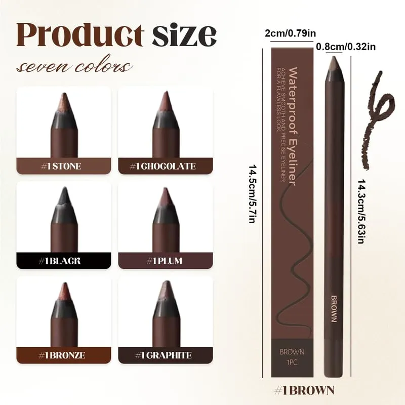 Eyeliner Pencil Waterproof, 24 Hr Waterproof Eyeliner Duo Sharpenable Eye Pencil, No Smudging, Fading, 2 in 1 Eye Liner and Eyebrow Pencils, Smooth and Easy to Color (7pcs)