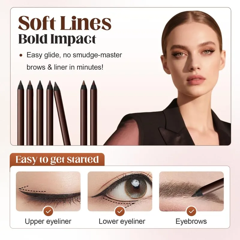 Eyeliner Pencil Waterproof, 24 Hr Waterproof Eyeliner Duo Sharpenable Eye Pencil, No Smudging, Fading, 2 in 1 Eye Liner and Eyebrow Pencils, Smooth and Easy to Color (7pcs)