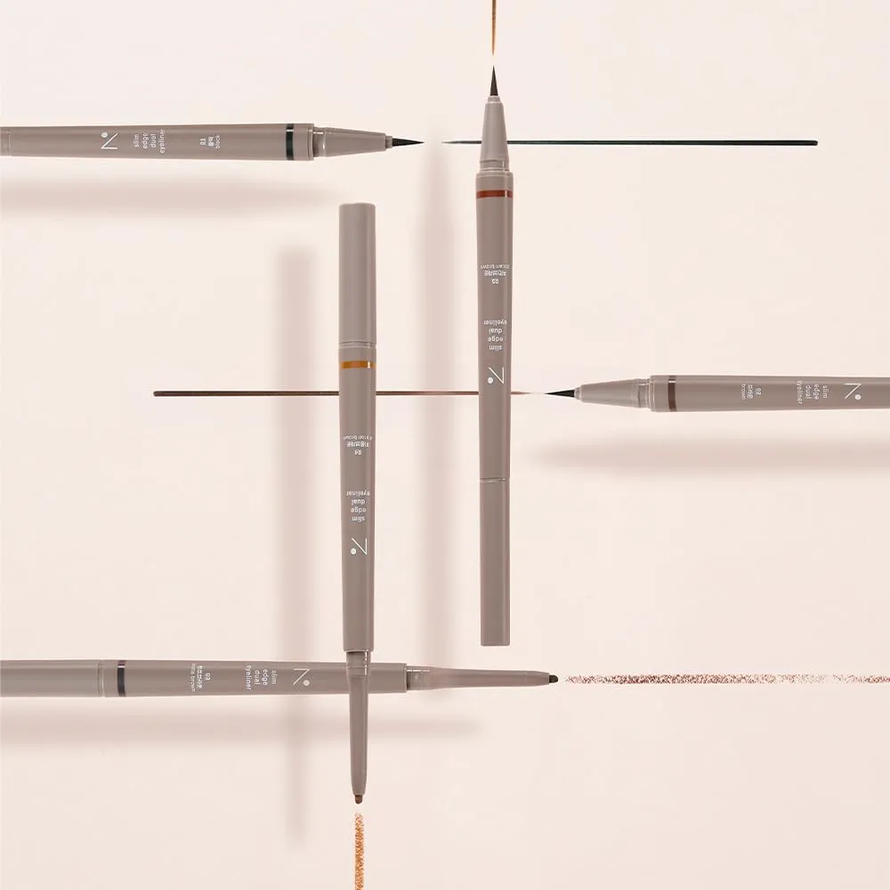 Eyeliner Slim Edge Dual-Tip (01 black) | Smudge/Water Proof, High Pigmented, Long Lasting Liquid and Pencil Eye Liner