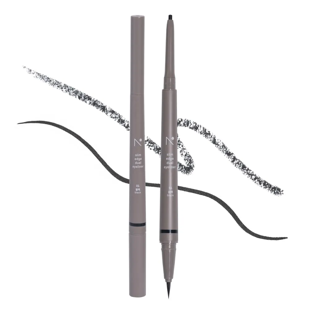 Eyeliner Slim Edge Dual-Tip (01 black) | Smudge/Water Proof, High Pigmented, Long Lasting Liquid and Pencil Eye Liner
