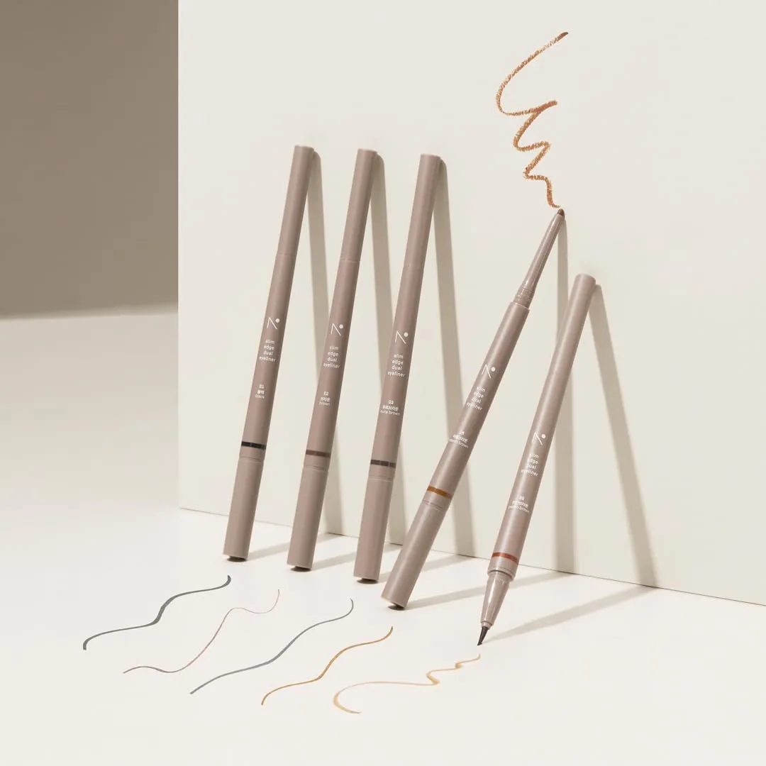 Eyeliner Slim Edge Dual-Tip (01 black) | Smudge/Water Proof, High Pigmented, Long Lasting Liquid and Pencil Eye Liner