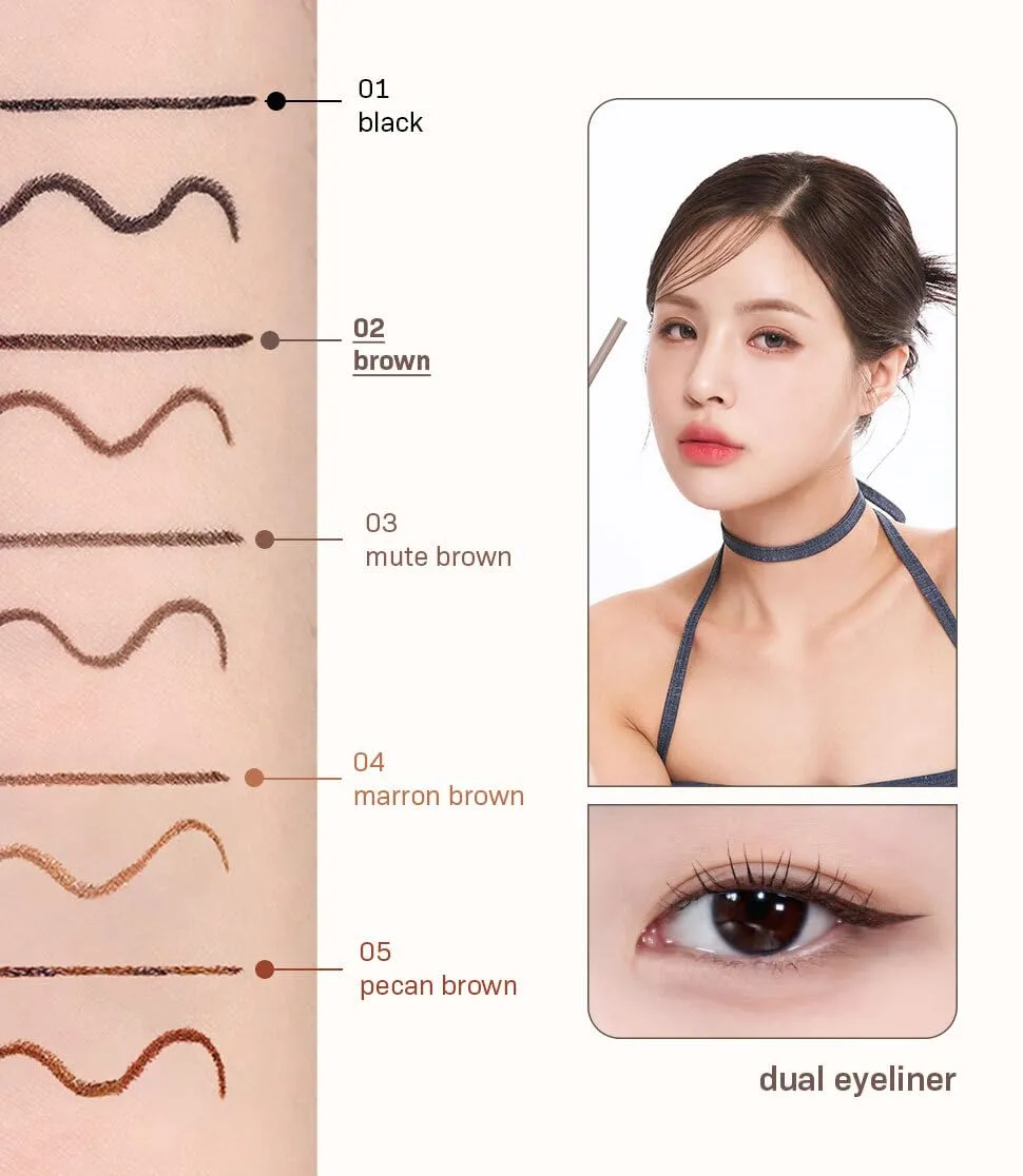Eyeliner Slim Edge Dual-Tip (01 black) | Smudge/Water Proof, High Pigmented, Long Lasting Liquid and Pencil Eye Liner