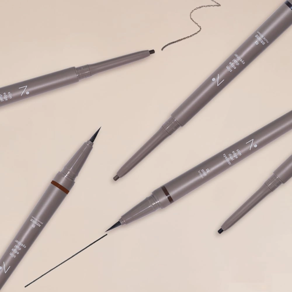 Eyeliner Slim Edge Dual-Tip (03 mute brown) | Smudge/Water Proof, High Pigmented, Long Lasting Liquid and Pencil Eye Liner