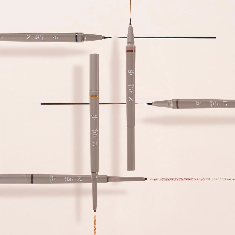 Eyeliner Slim Edge Dual-Tip (03 mute brown) | Smudge/Water Proof, High Pigmented, Long Lasting Liquid and Pencil Eye Liner