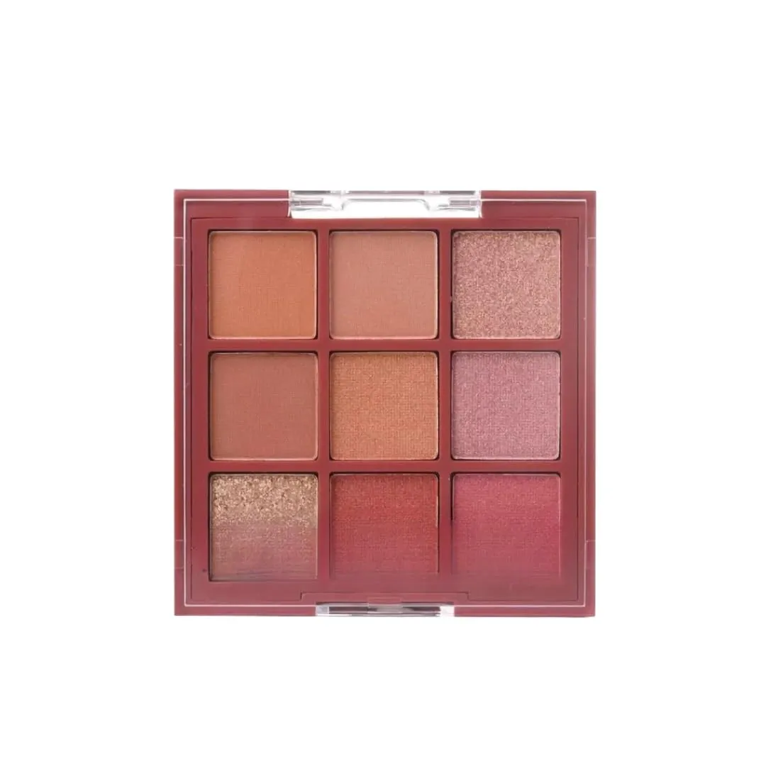 Eyeshadow Palette [0.8g × 9 pans] – Matte & Glitter Shades | Smooth Blend | Everyday to Glam Looks (01 Pink Gold)