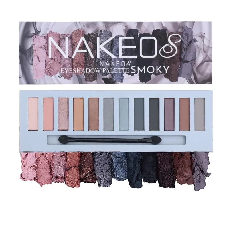 Eyeshadow Palette, 12 Colors, Metallic Shimmer and Matte, Long Lasting, Pigmented, Cruelty-Free, Vegan, Travel Friendly, Black (02# matte eye shadow plate)