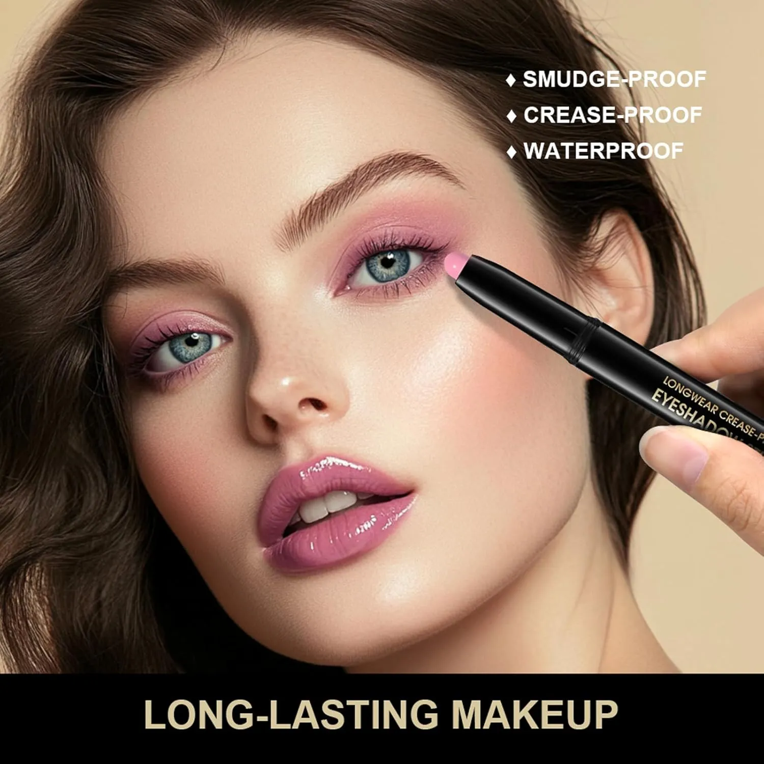 Eyeshadow Stick, Shimmer and Matte Cream Eye Shadow Brightener Sticks Eyeliner Pencil Crayon, Waterproof Long Lasting Eye Highlighter Stick Makeup,0.056 Oz(Shimmer)