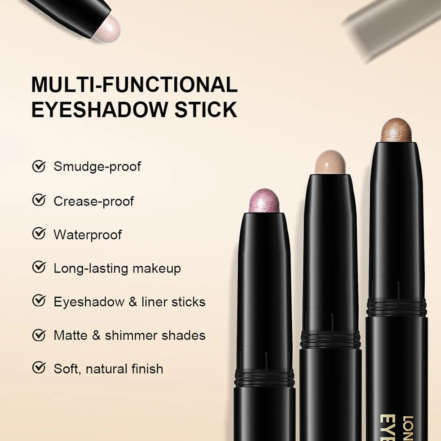 Eyeshadow Stick, Shimmer and Matte Cream Eye Shadow Brightener Sticks Eyeliner Pencil Crayon, Waterproof Long Lasting Eye Highlighter Stick Makeup,0.056 Oz(Shimmer)
