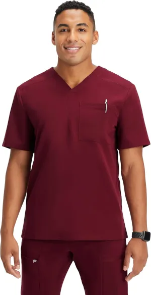 Fabletics Men's Helix 1-Pocket Scrub Top - MotionTech, Wrinkle-Resist, Chest Pocket, Anti-Shrink, Semi-Slim Fit