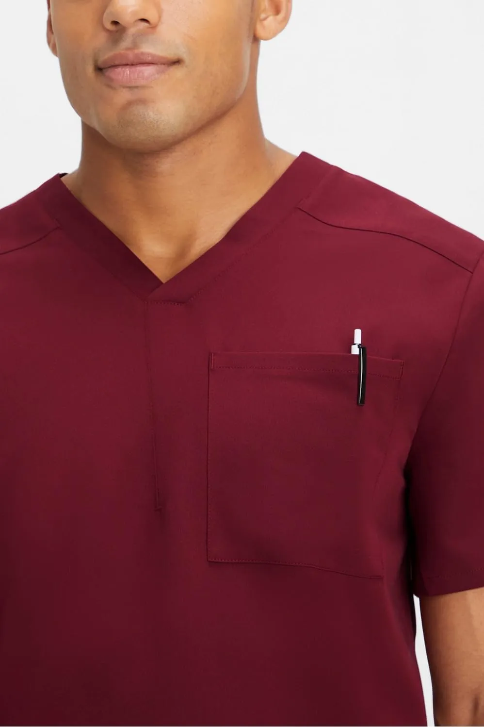 Fabletics Men's Helix 1-Pocket Scrub Top - MotionTech, Wrinkle-Resist, Chest Pocket, Anti-Shrink, Semi-Slim Fit