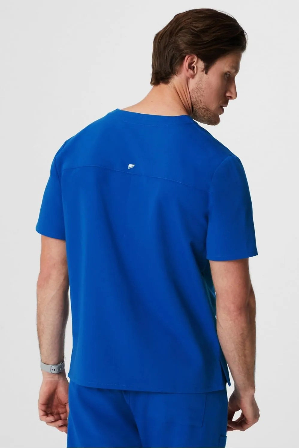 Fabletics Men's Helix 1-Pocket Scrub Top - MotionTech, Wrinkle-Resist, Chest Pocket, Anti-Shrink, Semi-Slim Fit