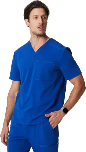 Fabletics Men's Helix 1-Pocket Scrub Top - MotionTech, Wrinkle-Resist, Chest Pocket, Anti-Shrink, Semi-Slim Fit