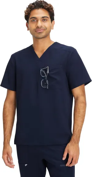Fabletics Men's Helix 1-Pocket Scrub Top - MotionTech, Wrinkle-Resist, Chest Pocket, Anti-Shrink, Semi-Slim Fit