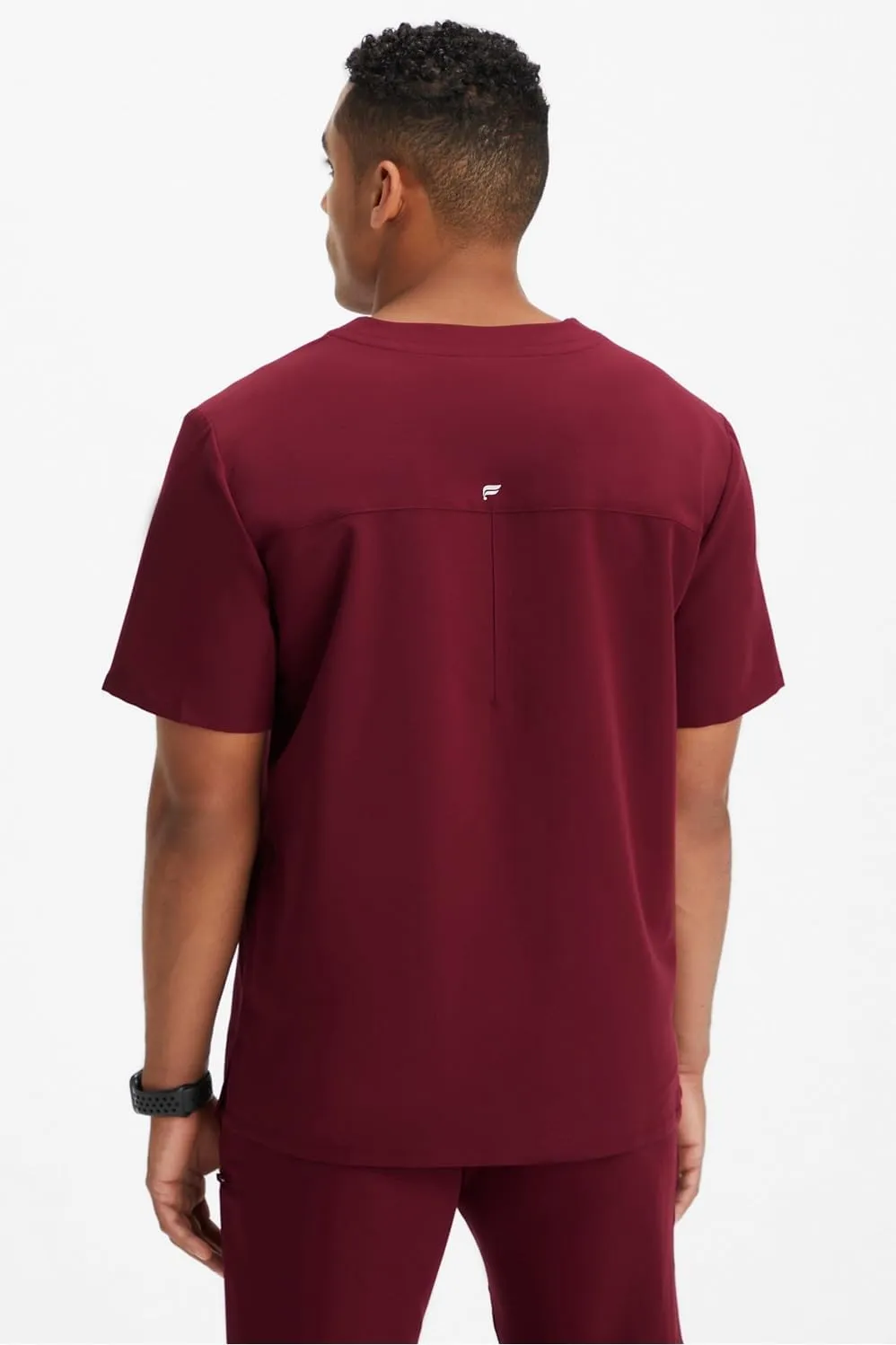 Fabletics Men's Helix 1-Pocket Scrub Top - MotionTech, Wrinkle-Resist, Chest Pocket, Anti-Shrink, Semi-Slim Fit