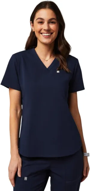 Fabletics Women's Vital 1-Pocket Scrub Top - MotionTech, Wrinkle-Resist, Chest Pocket, Anti-Shrink, Semi-Slim Fit