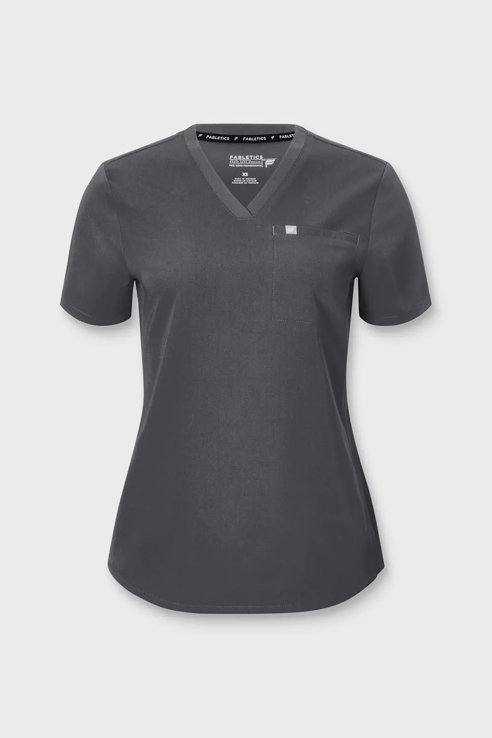 Fabletics Women's Vital 1-Pocket Scrub Top - MotionTech, Wrinkle-Resist, Chest Pocket, Anti-Shrink, Semi-Slim Fit