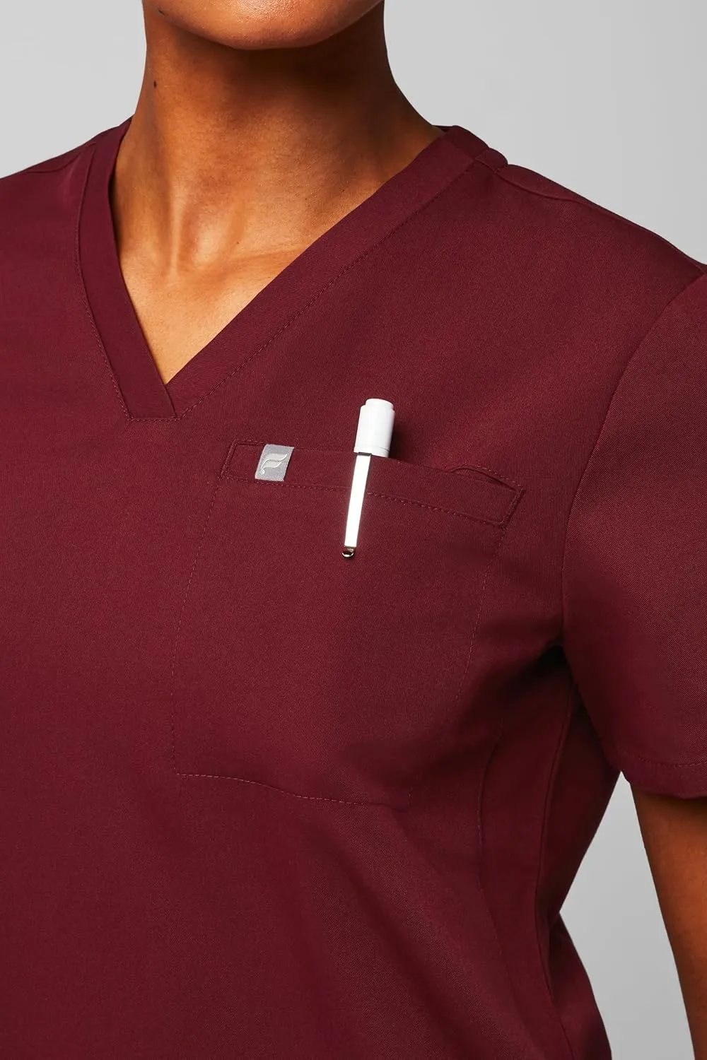 Fabletics Women's Vital 1-Pocket Scrub Top - MotionTech, Wrinkle-Resist, Chest Pocket, Anti-Shrink, Semi-Slim Fit