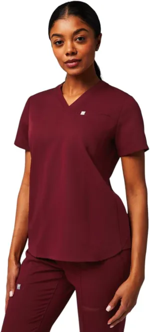 Fabletics Women's Vital 1-Pocket Scrub Top - MotionTech, Wrinkle-Resist, Chest Pocket, Anti-Shrink, Semi-Slim Fit