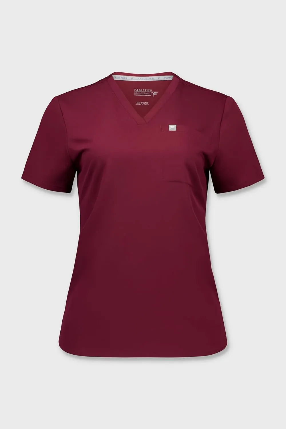 Fabletics Women's Vital 1-Pocket Scrub Top - MotionTech, Wrinkle-Resist, Chest Pocket, Anti-Shrink, Semi-Slim Fit