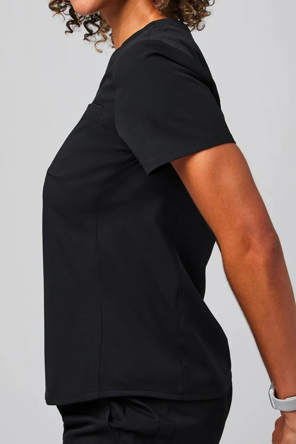 Fabletics Women's Vital 1-Pocket Scrub Top - MotionTech, Wrinkle-Resist, Chest Pocket, Anti-Shrink, Semi-Slim Fit