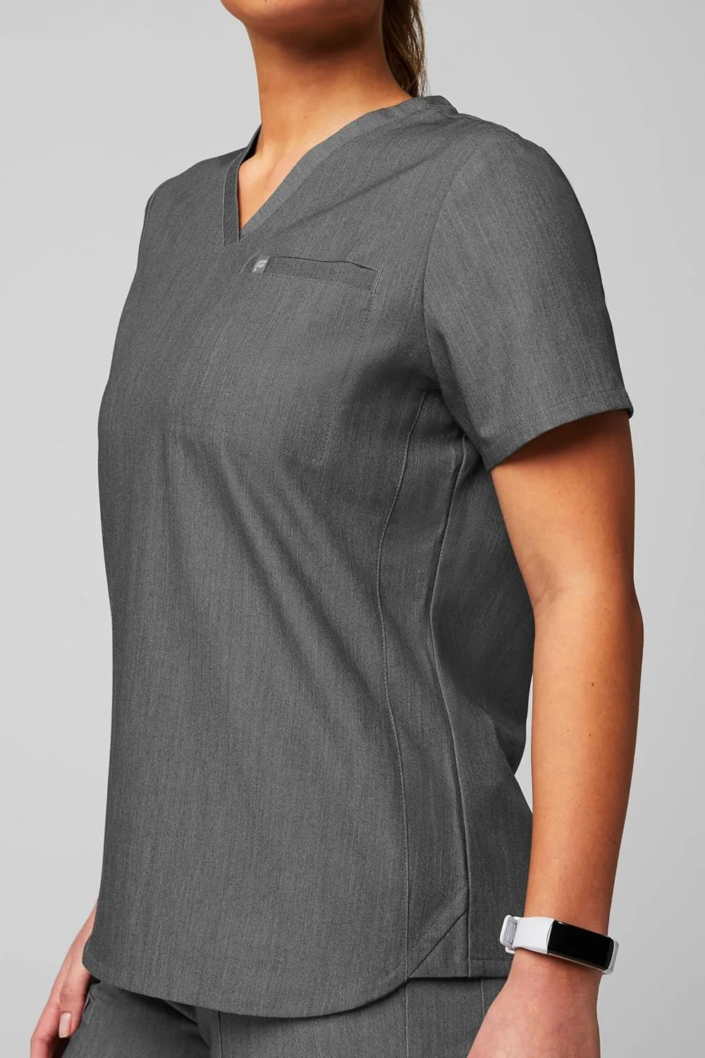Fabletics Women's Vital 1-Pocket Scrub Top - MotionTech, Wrinkle-Resist, Chest Pocket, Anti-Shrink, Semi-Slim Fit
