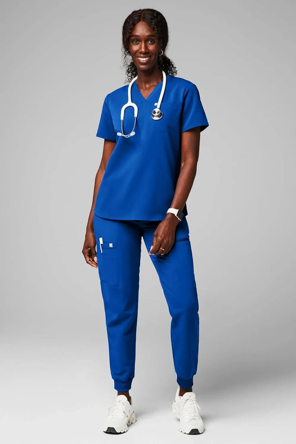 Fabletics Women's Vital 1-Pocket Scrub Top - MotionTech, Wrinkle-Resist, Chest Pocket, Anti-Shrink, Semi-Slim Fit