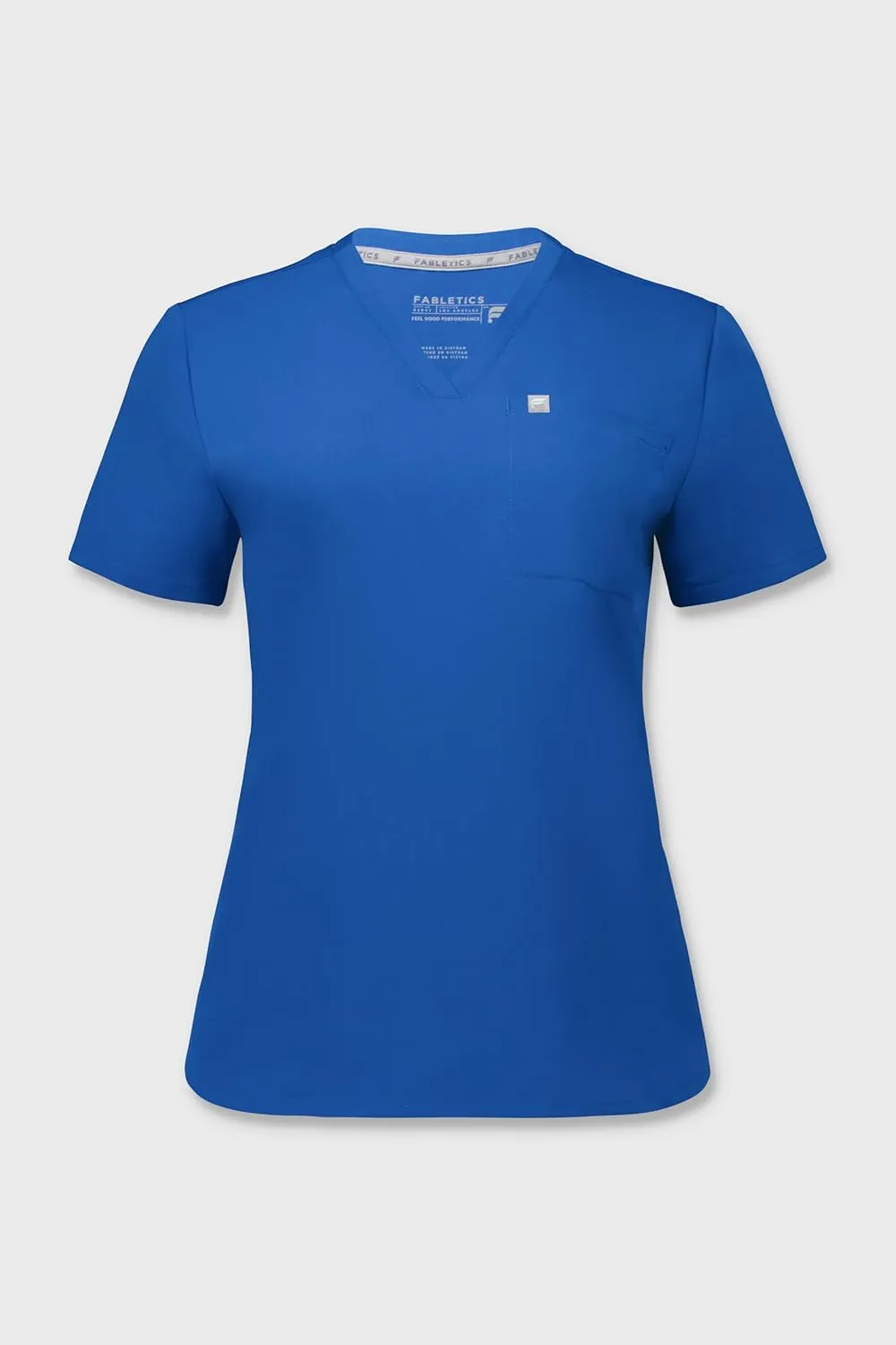 Fabletics Women's Vital 1-Pocket Scrub Top - MotionTech, Wrinkle-Resist, Chest Pocket, Anti-Shrink, Semi-Slim Fit