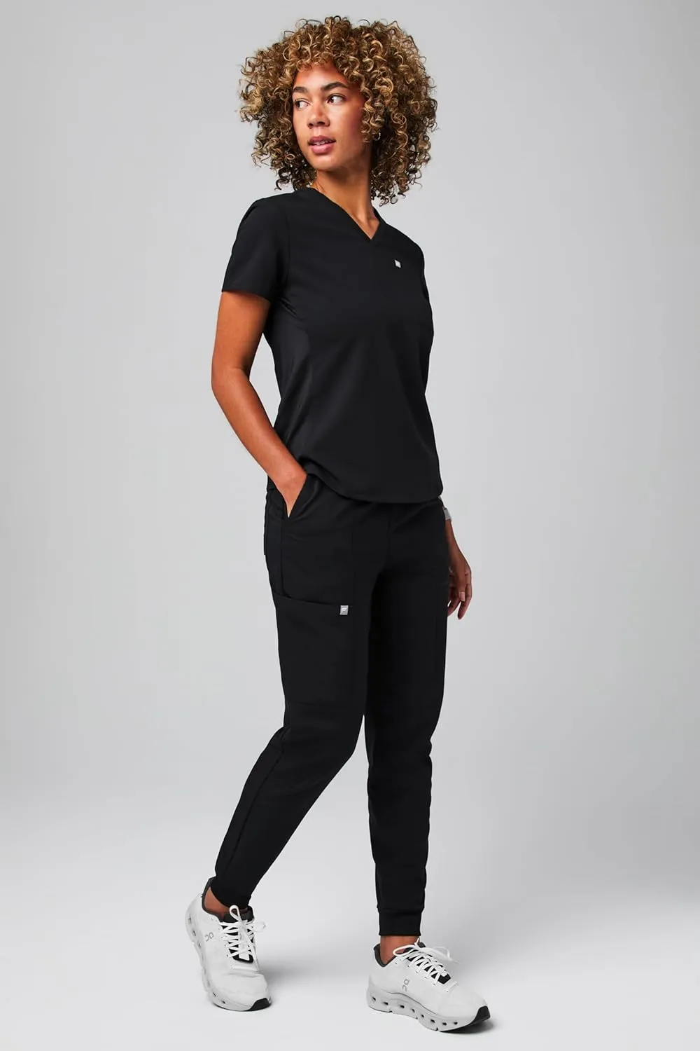 Fabletics Women's Vital 1-Pocket Scrub Top - MotionTech, Wrinkle-Resist, Chest Pocket, Anti-Shrink, Semi-Slim Fit