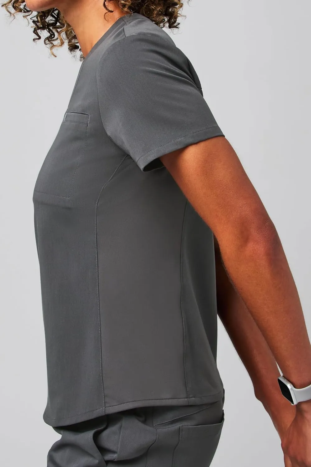 Fabletics Women's Vital 1-Pocket Scrub Top - MotionTech, Wrinkle-Resist, Chest Pocket, Anti-Shrink, Semi-Slim Fit