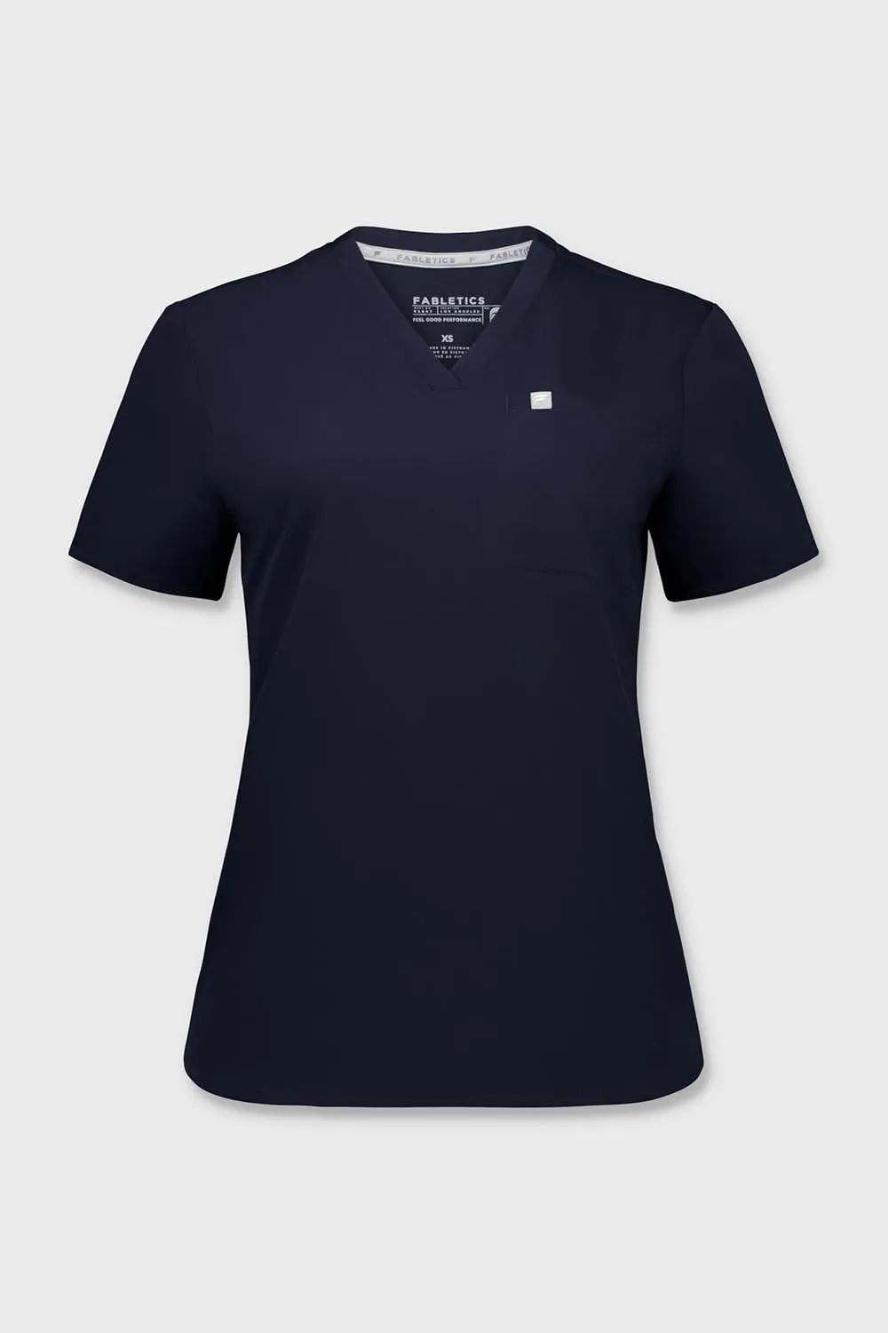 Fabletics Women's Vital 1-Pocket Scrub Top - MotionTech, Wrinkle-Resist, Chest Pocket, Anti-Shrink, Semi-Slim Fit