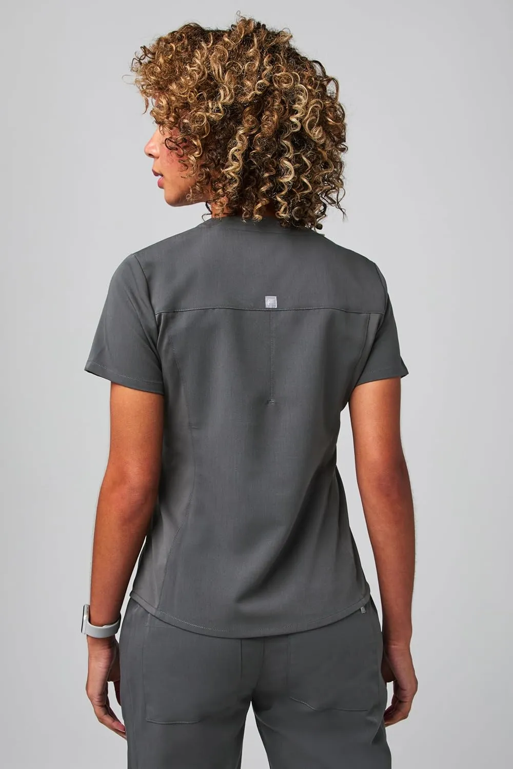 Fabletics Women's Vital 1-Pocket Scrub Top - MotionTech, Wrinkle-Resist, Chest Pocket, Anti-Shrink, Semi-Slim Fit