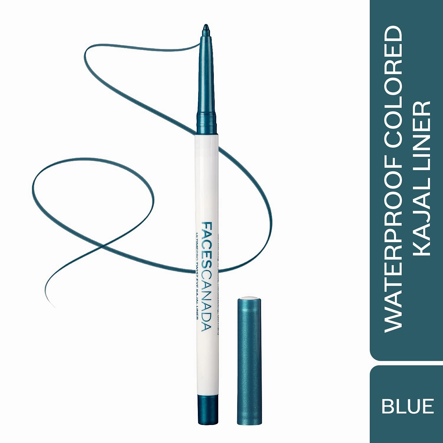Faces Canada Twist Eye Liner, 4 Bright Shades, 24 Hrs Long Stay, Waterproof, Smudgeproof, Fade Proof, With Soft Carnauba Wax, Silver, Brown, Blue, Plum, Intense Color In One Stroke, Blue, 2.29 Oz
