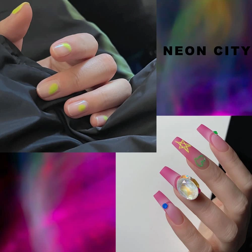 FAVAI Airbrush Neon Gel Nail Polish Air Gel Set 6 Neon colors Bright Orange Hot Pink Yellow Green Purple Spring Summer Collection 15ml / 0.5 Fl Oz Long Lasting