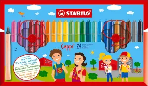 Fiber-Tip Pen with Cap-Ring - STABILO Cappi - Pack of 24 - Assorted Colors   2 Cap-Rings